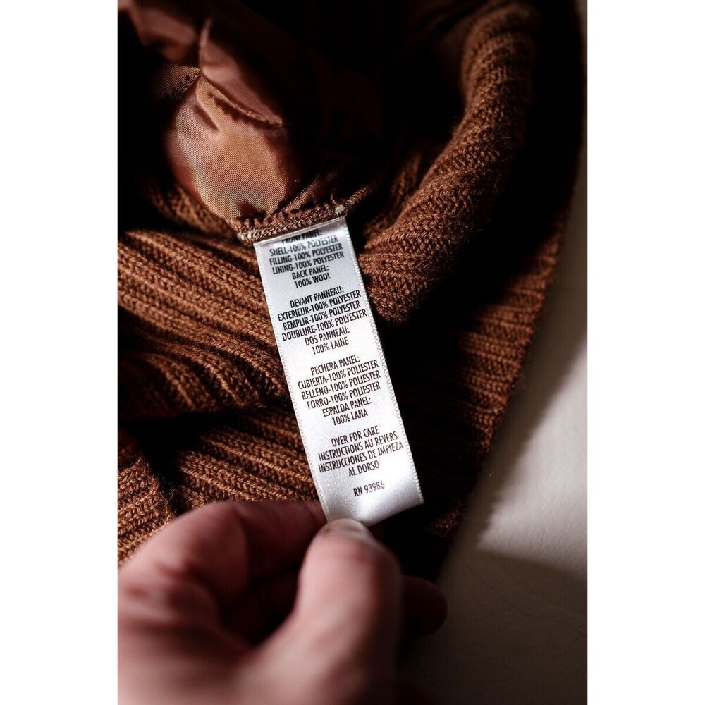 Petite Sophisticate M brown full zip quilted sweater vest faux suede - Picture 4 of 7